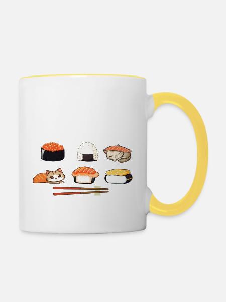 Sushi - Tasse zweifarbig - Weiß/Gelb