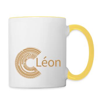 Für Léon - Tasse zweifarbig - Weiß/Gelb - Rechts