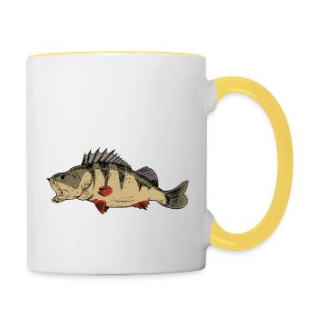 Barsch Angeln Kretzer Flussbarsch Raubfischangler - Tasse zweifarbig - Weiß/Gelb - Rechts