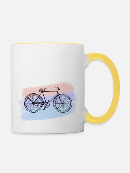 Fahrrad - Tasse zweifarbig - Weiß/Gelb