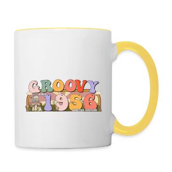 Groovy depuis 1956 Retro Hippie 67th Birthday - Mug contrasté - blanc/jaune - Droite