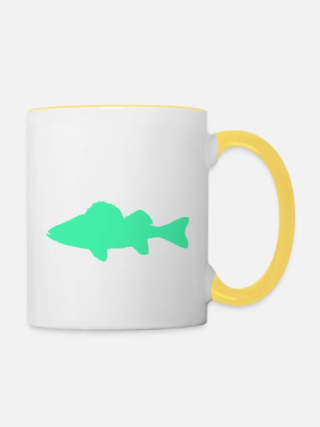 fisch - Tasse zweifarbig - Weiß/Gelb