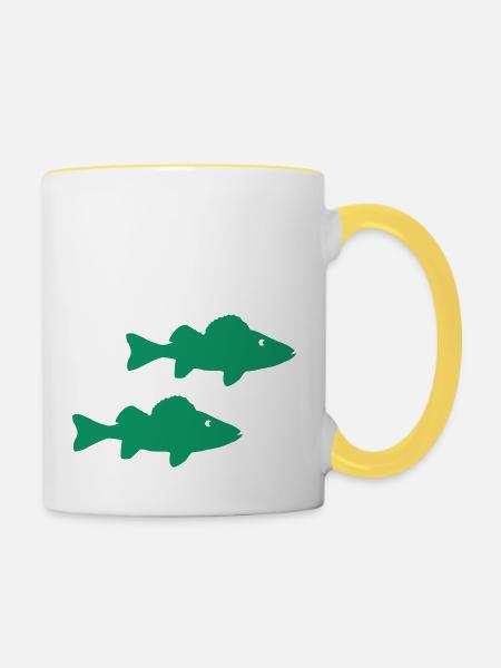 fische - Tasse zweifarbig - Weiß/Gelb