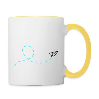 Avion en papier - Mug contrasté - blanc/jaune - Droite
