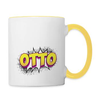 Otto Custom Name Comic Book Style Pop Art, Otto - Contrasting Mug - white/yellow - Right