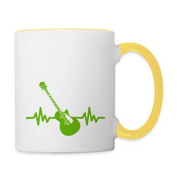 Herzschlag Gitarre - Rock 'n' Roll Punk Band Metal - Tasse zweifarbig - Weiß/Gelb - Rechts