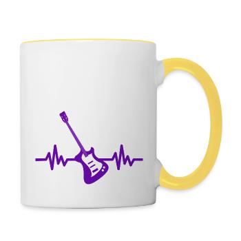 Herzschlag Gitarre - Rock 'n' Roll Punk Band Metal - Tasse zweifarbig - Weiß/Gelb - Rechts
