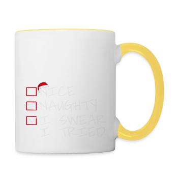 Nice Naughty I swear i tried - Contrasting Mug - white/yellow - Right