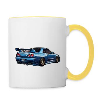 Jdm / Tuning / Turbocompresseur / Jantes / Chiptuning - Mug contrasté - blanc/jaune - Droite