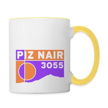 Piz Nair Höhe Randonnée St Moritz Souvenir - Mug contrasté - blanc/jaune - Droite