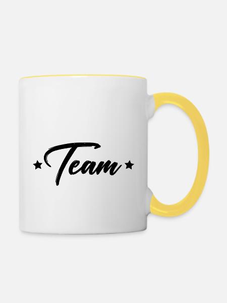 team - Tasse zweifarbig - Weiß/Gelb