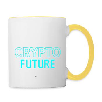 Crypto Zukunft - Tasse zweifarbig - Weiß/Gelb - Rechts