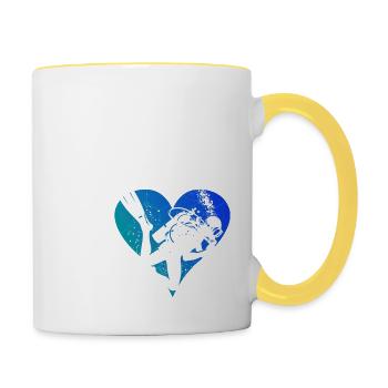 Plongée Libre Plongeur Plongeur Dames Plongeur - Mug contrasté - blanc/jaune - Droite