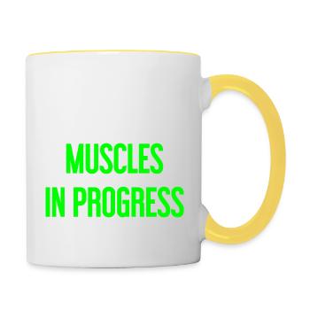 Muscles en progression - Mug contrasté - blanc/jaune - Droite