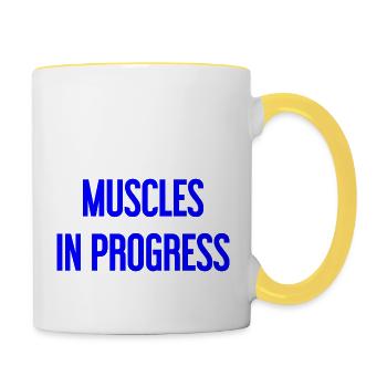 Muscles en progression - Mug contrasté - blanc/jaune - Droite