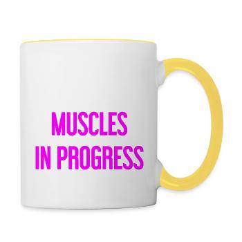 Muscles en progression - Mug contrasté - blanc/jaune - Droite