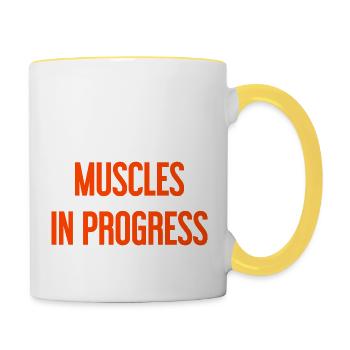 Muscles en progression - Mug contrasté - blanc/jaune - Droite