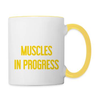 Muscles en progression - Mug contrasté - blanc/jaune - Droite