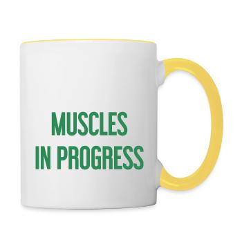 Muscles en progression - Mug contrasté - blanc/jaune - Droite