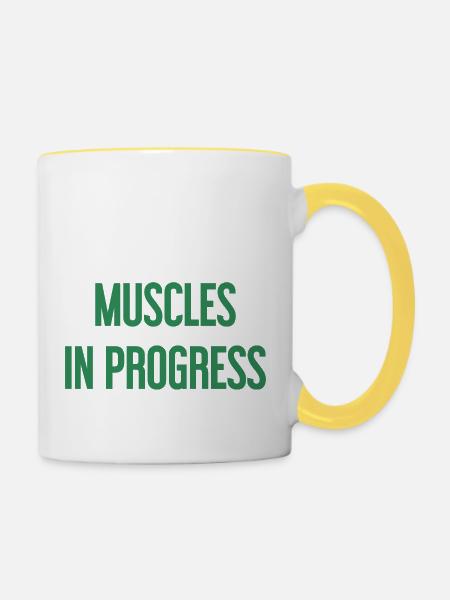 Muscles in Progress - Tasse zweifarbig - Weiß/Gelb
