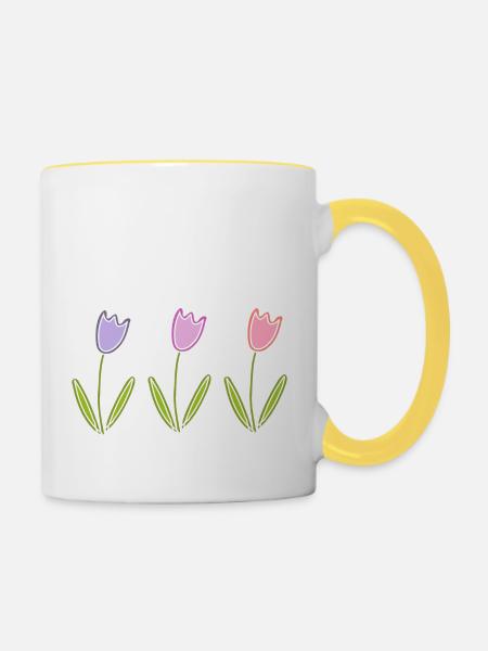 Tulpen Blumen - Tasse zweifarbig - Weiß/Gelb
