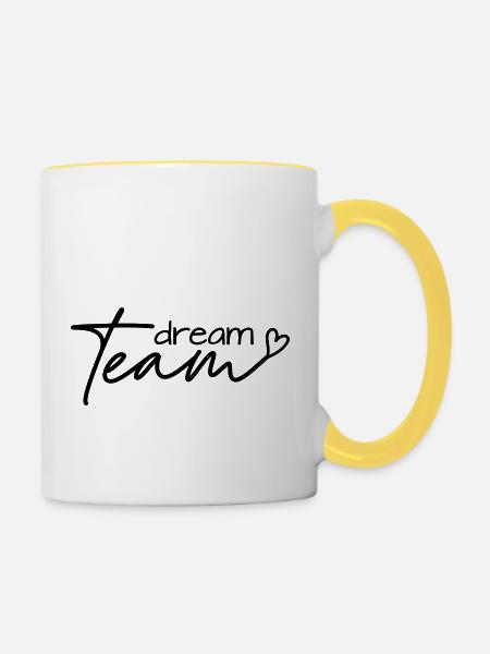 Dream Team - Tasse zweifarbig - Weiß/Gelb
