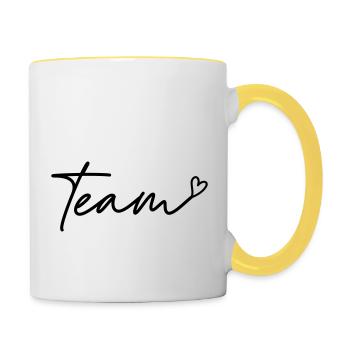 Team with heart - Contrasting Mug - white/yellow - Right