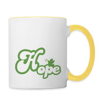 Portez Vos Valeurs avec la Collection de T-Shirts - Mug contrasté - blanc/jaune - Droite