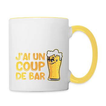 J’ai un coup de bar - Mug contrasté - blanc/jaune - Droite