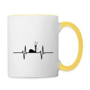 Herzschlag mit Fitness Stepper - Tasse zweifarbig - Weiß/Gelb - Rechts