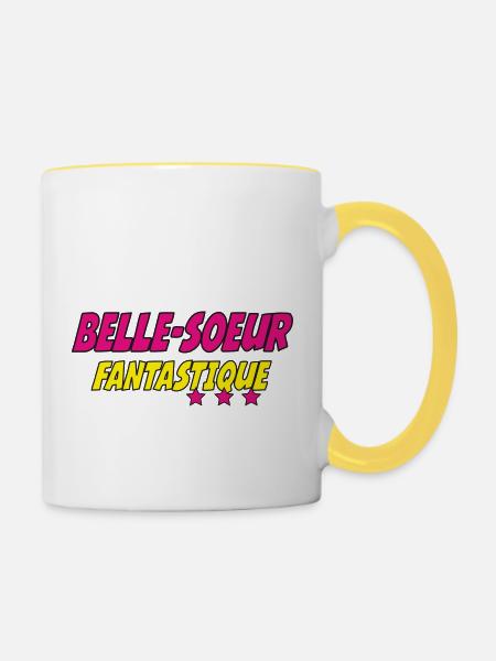 Schöne Schwester FANTASTISCH - Tasse zweifarbig - Weiß/Gelb