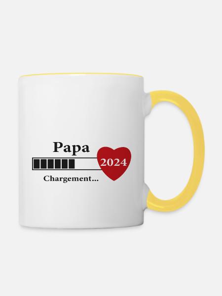 Papa - Werdender Papa wird geladen - Tasse zweifarbig - Weiß/Gelb