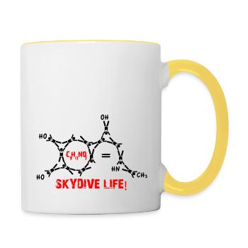 Adrenalin - die chemische Formation für Skydiver.. - Tasse zweifarbig - Weiß/Gelb - Rechts