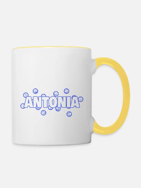 Antonia als Liebe - Tasse zweifarbig - Weiß/Gelb
