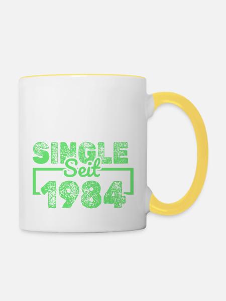 Single 1984 - Tasse zweifarbig - Weiß/Gelb