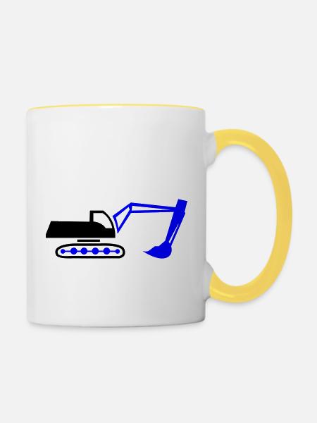 bagger - Tasse zweifarbig - Weiß/Gelb