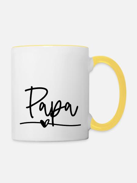 PAPA - Tasse zweifarbig - Weiß/Gelb