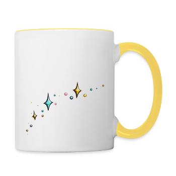 Glitzer Glitzersterne bunt - Tasse zweifarbig - Weiß/Gelb - Rechts