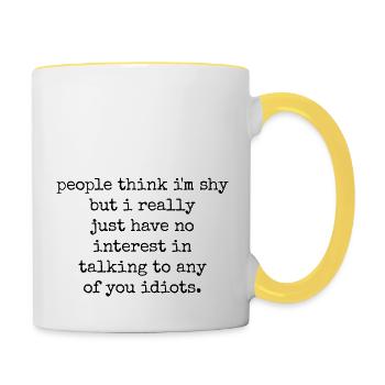 No interest in small talk - Contrasting Mug - white/yellow - Right