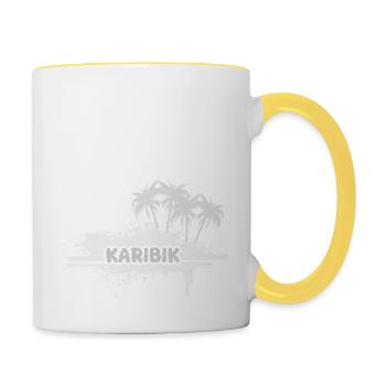 Caribbean as a holiday - Contrasting Mug - white/yellow - Right