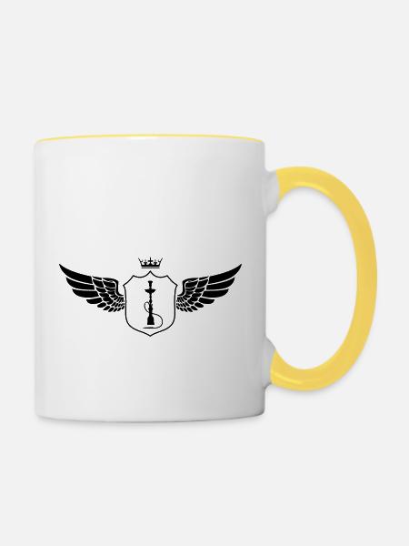 Shisha Wappen - Tasse zweifarbig - Weiß/Gelb