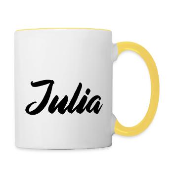 Nom de Julia - Mug contrasté - blanc/jaune - Droite