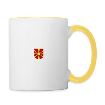 Mazedonien T-Shirt Design für Fans - Tasse zweifarbig - Weiß/Gelb - Rechts