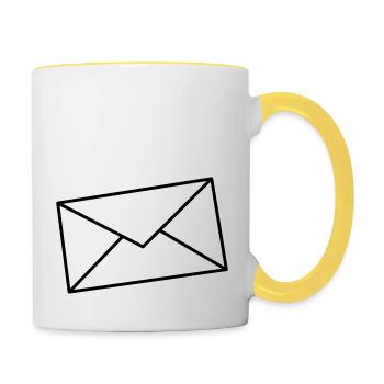 Brief - Tasse zweifarbig - Weiß/Gelb - Rechts