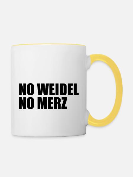 No weidel no merz - Tasse zweifarbig - Weiß/Gelb