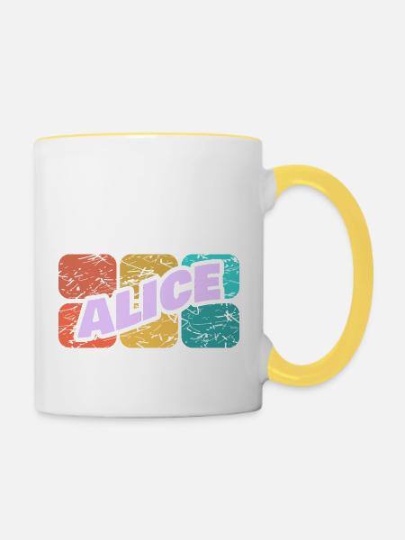 Geschenk für Alice - Tasse zweifarbig - Weiß/Gelb