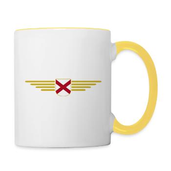 Alabama Fan T-Shirt – USA-Style - Tasse zweifarbig - Weiß/Gelb - Rechts