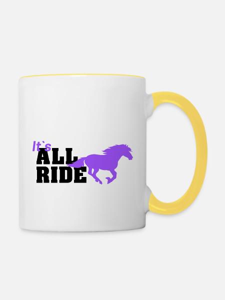 all ride - Tasse zweifarbig - Weiß/Gelb