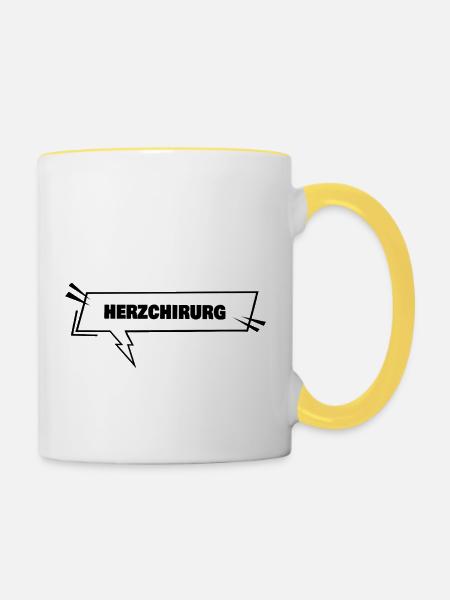 Bildung Herzchirurg - Tasse zweifarbig - Weiß/Gelb