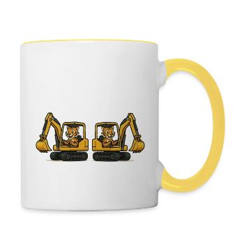 tiger bagger 2 - Tasse zweifarbig - Weiß/Gelb - Rechts